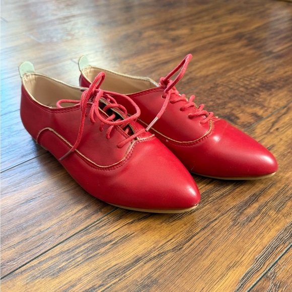 Vintage Leather Red Oxford Shoes | Size 38 (7.5) - Picture 5 of 9